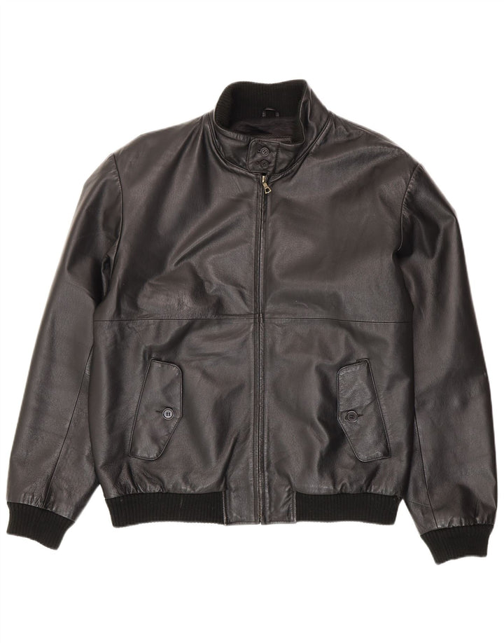 Chaqueta de cuero vintage para hombre IT 54 2XL cuero negro