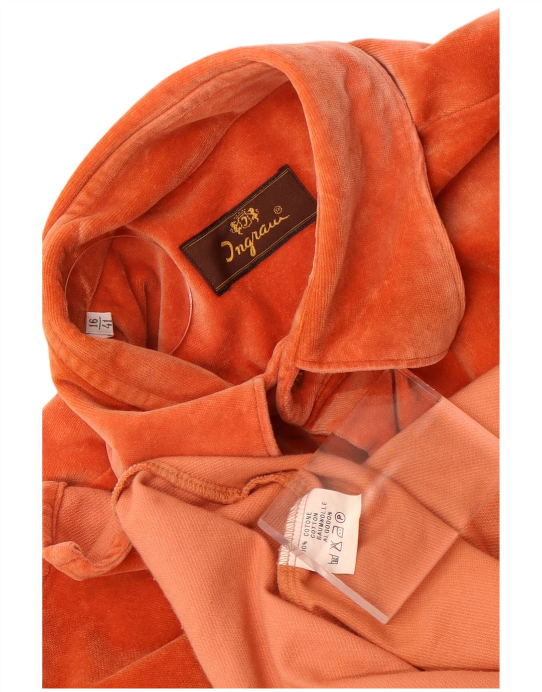 Camisa de terciopelo para hombre Ingram Talla 16 41 Algodón naranja grande