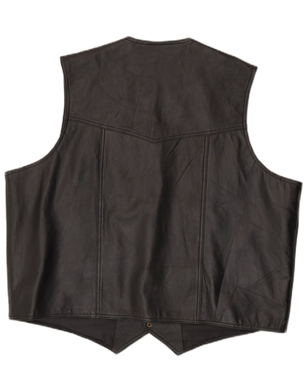 Running Bear Chaleco de cuero para hombre 6XL Negro