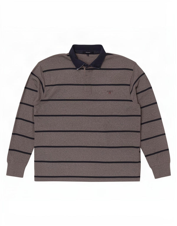 Gant Polo De Rugby De Manga Larga Para Hombre XL De Algodón A Rayas Gris