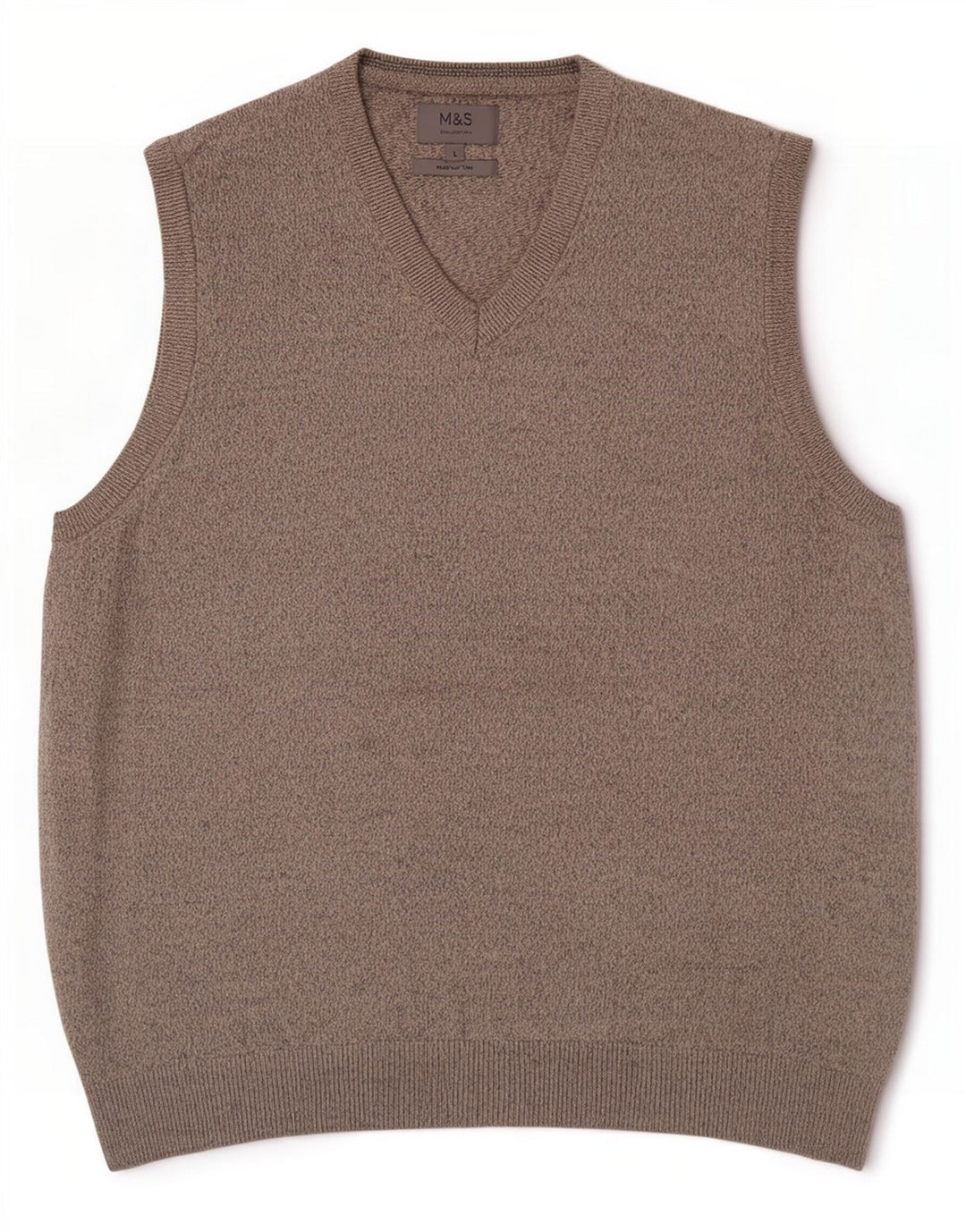 Marks & Spencer - Camiseta sin mangas para hombre, talla grande, algodón moteado beige