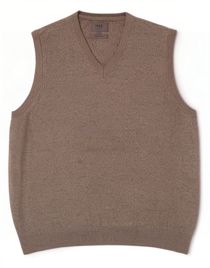 Marks & Spencer - Camiseta sin mangas para hombre, talla grande, algodón moteado beige