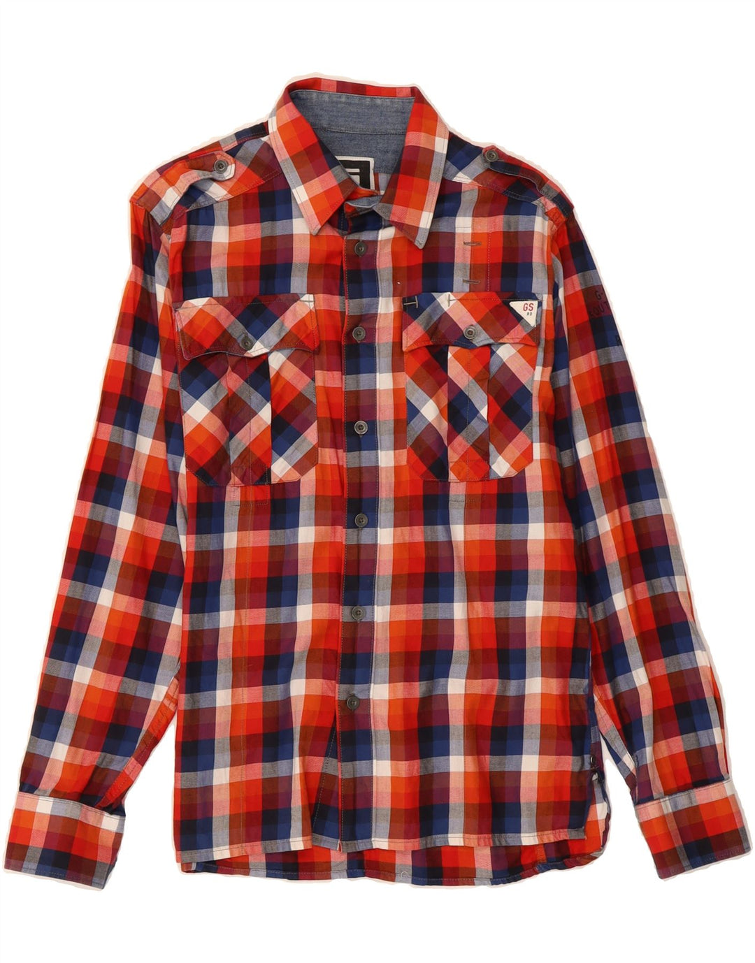 G-STAR Mens Military Flannel Shirt Medium Red Check Cotton Vintage G-Star and Second-Hand G-Star from Messina Hembry 