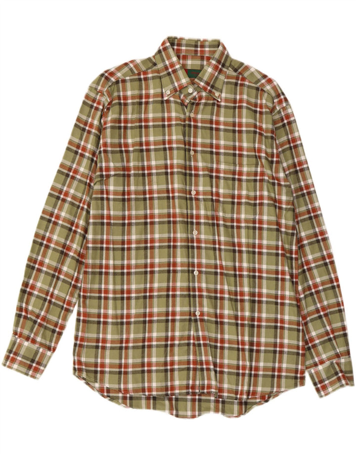 VINTAGE Camisa de franela para hombre Talla 39 Medium Khaki Check