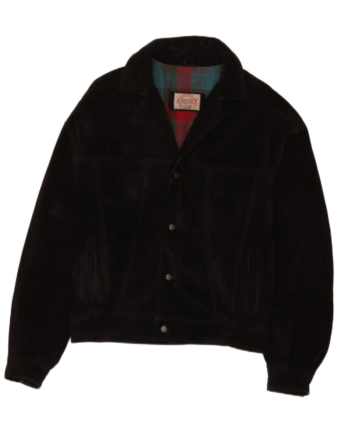 Vintage hombres ante bomber chaqueta IT 50 cuero negro grande