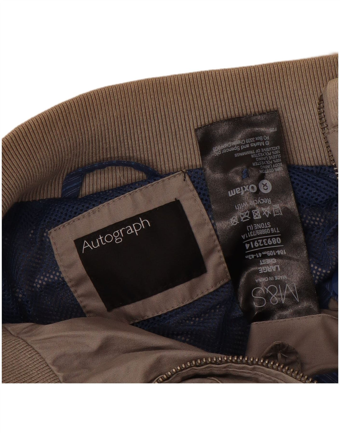 Marks & Spencer Chaqueta Bomber para Hombre UK 41/43 Grande Gris Poliéster