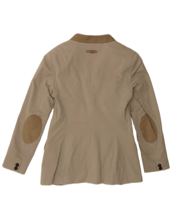 Chaqueta Blazer Mujer Trussardi Jeans 2 Botones IT 46 Large Algodón Beige