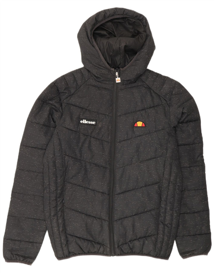 Ellesse Chaqueta acolchada con capucha para hombre UK 38 Mediana Poliéster moteado negro