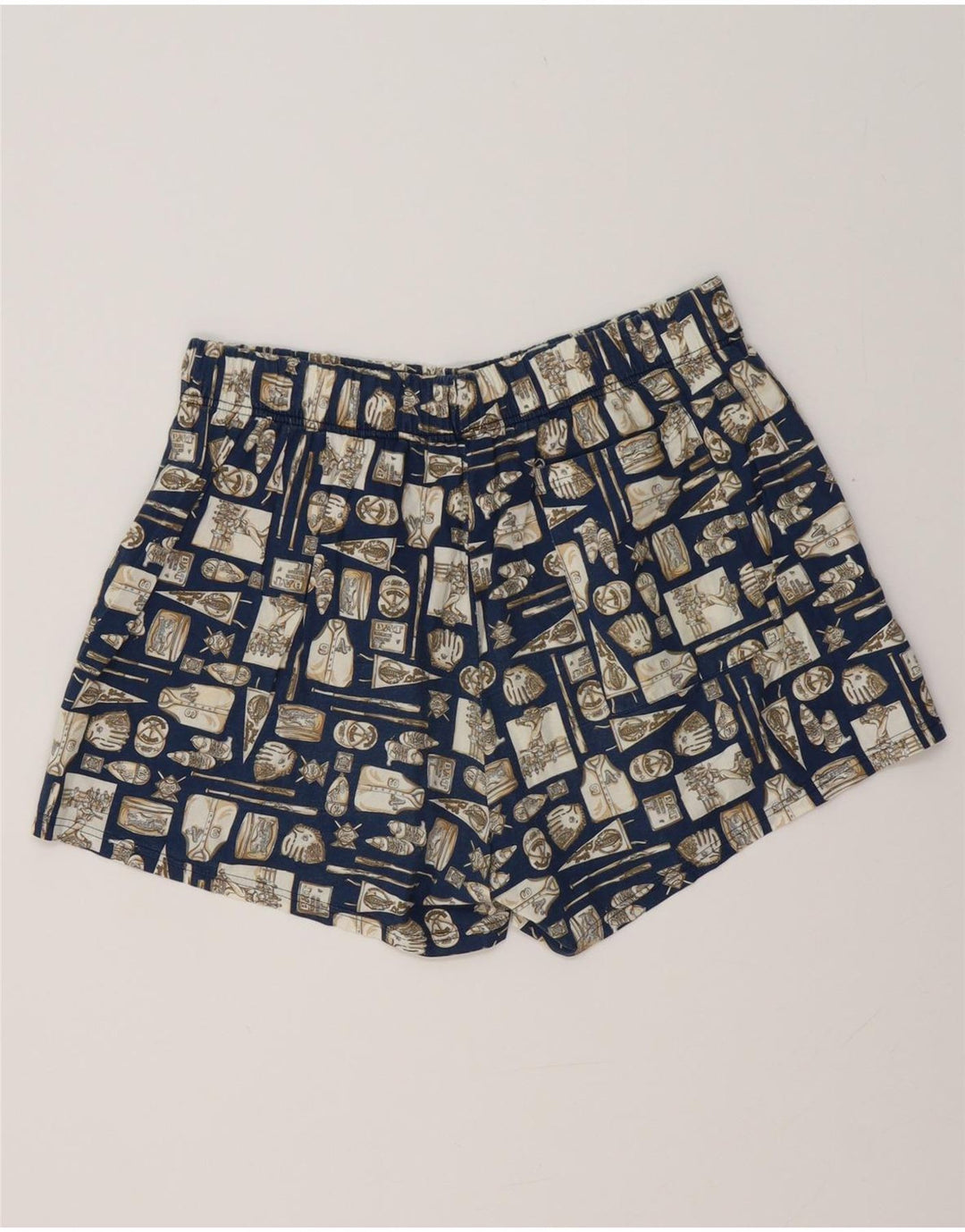 VINTAGE pantalones cortos de natación para hombre grande azul marino geométrico