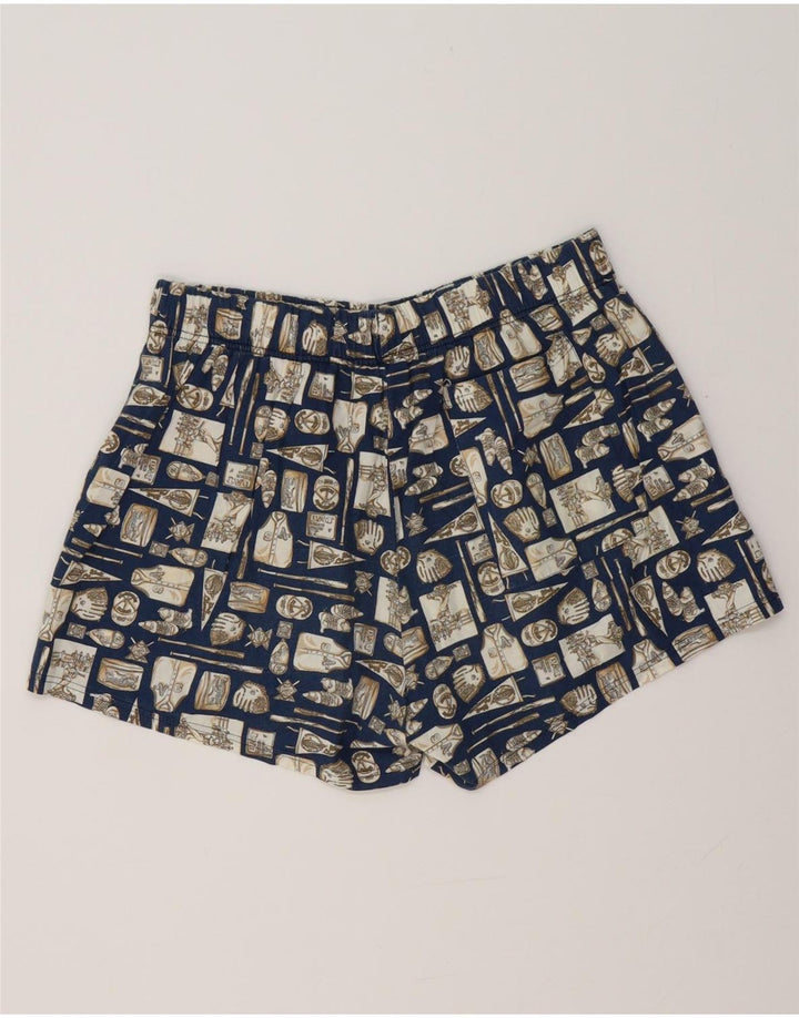 VINTAGE pantalones cortos de natación para hombre grande azul marino geométrico