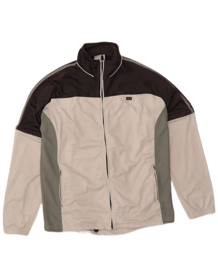 Asics Hombre Chándal Top Chaqueta Grande Blanco Colorblock