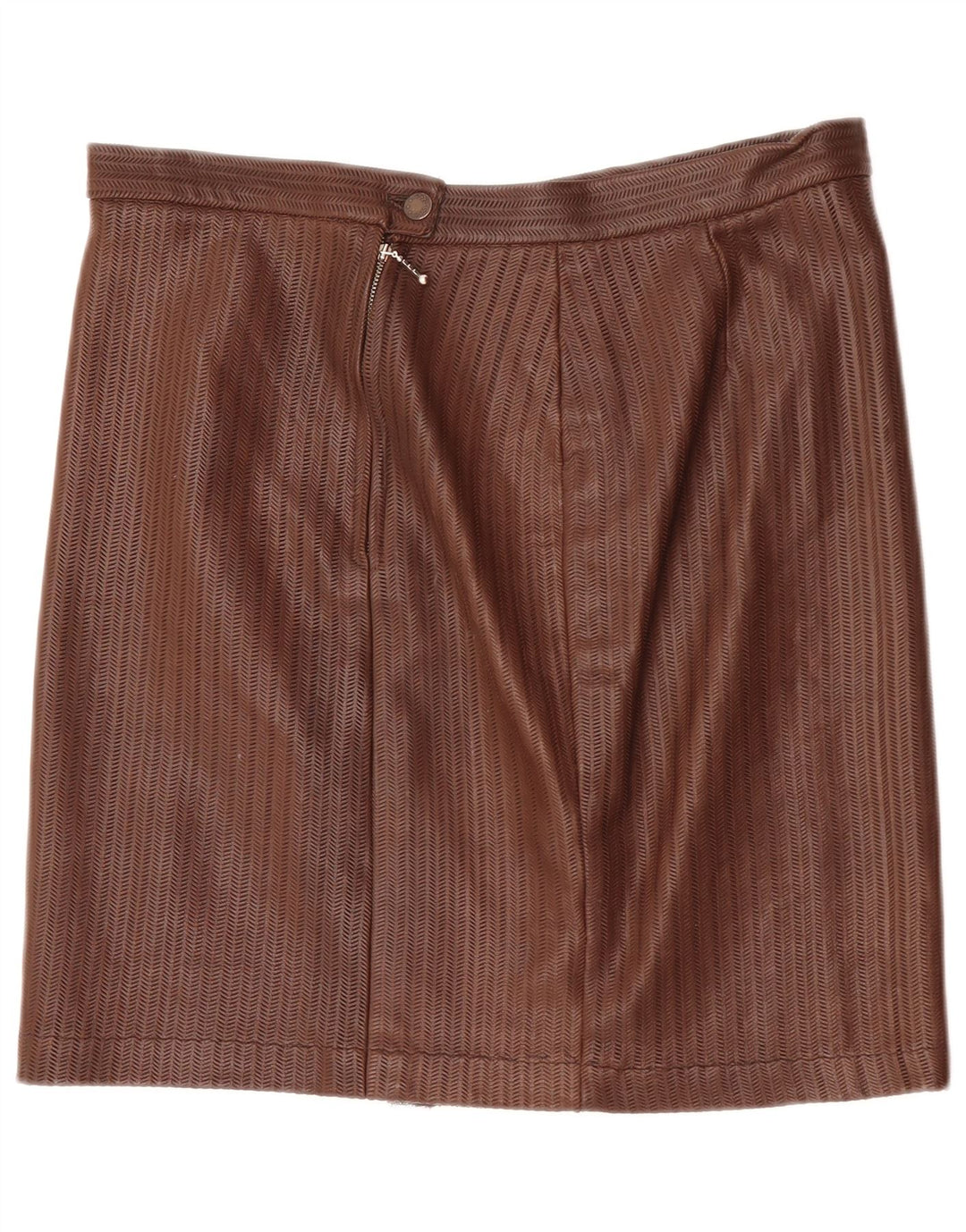 Falda de cuero vintage para mujer W34 Espiga marrón grande