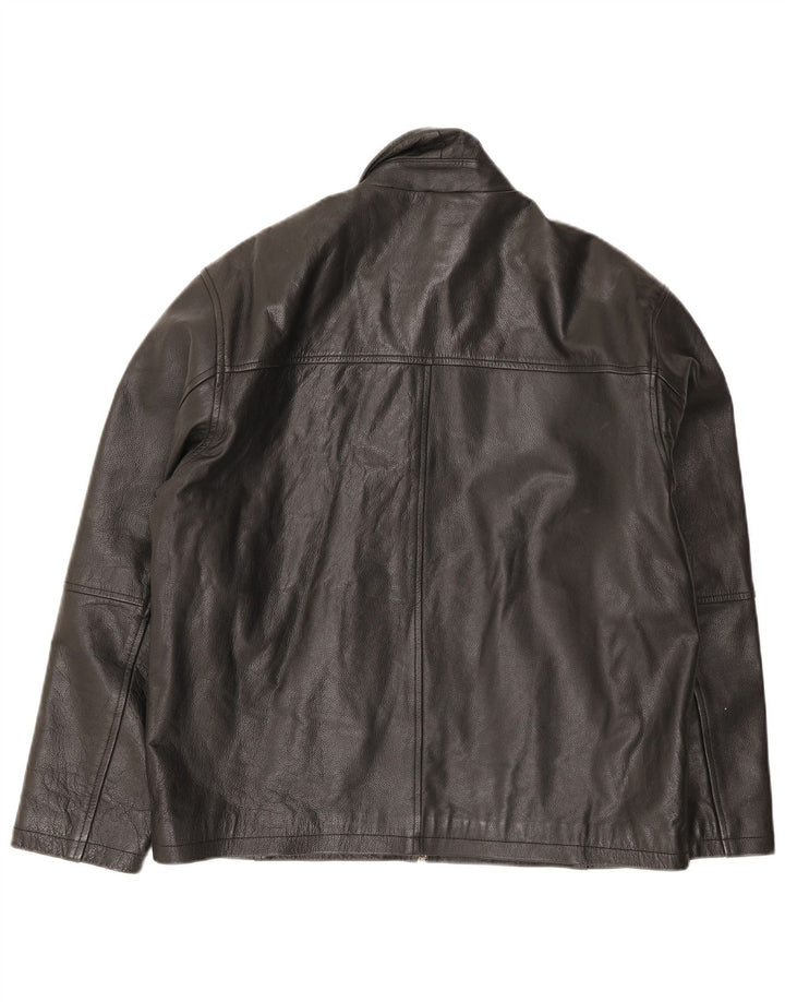 St. Bernard Chaqueta de cuero para hombre Reino Unido 41 Grande Negro