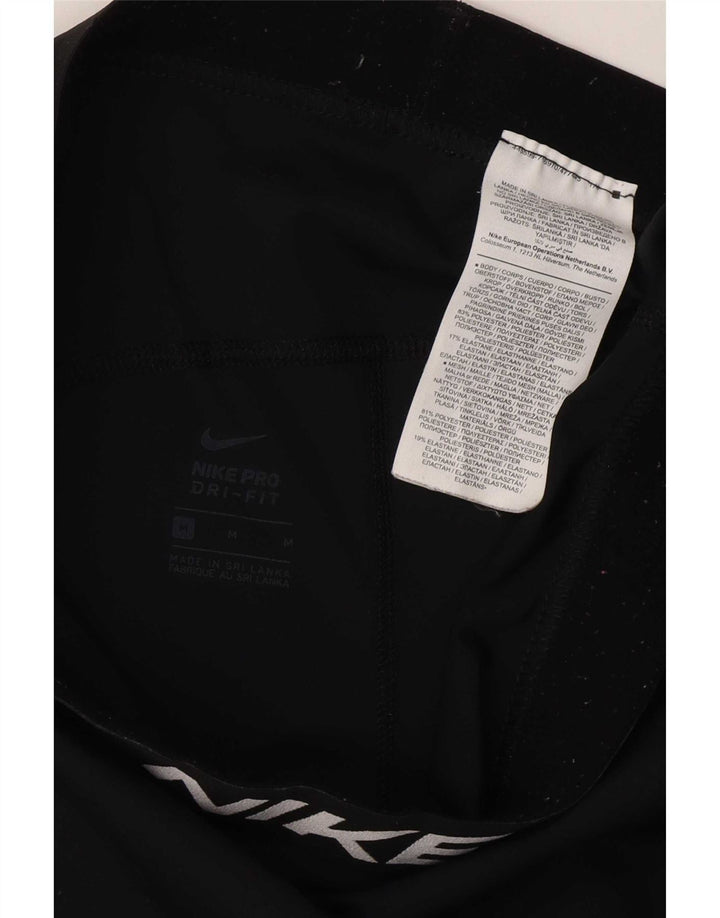 Nike Leggings cortos con gráfico Dri Fit para mujer UK 12 Mediano Negro Poliéster