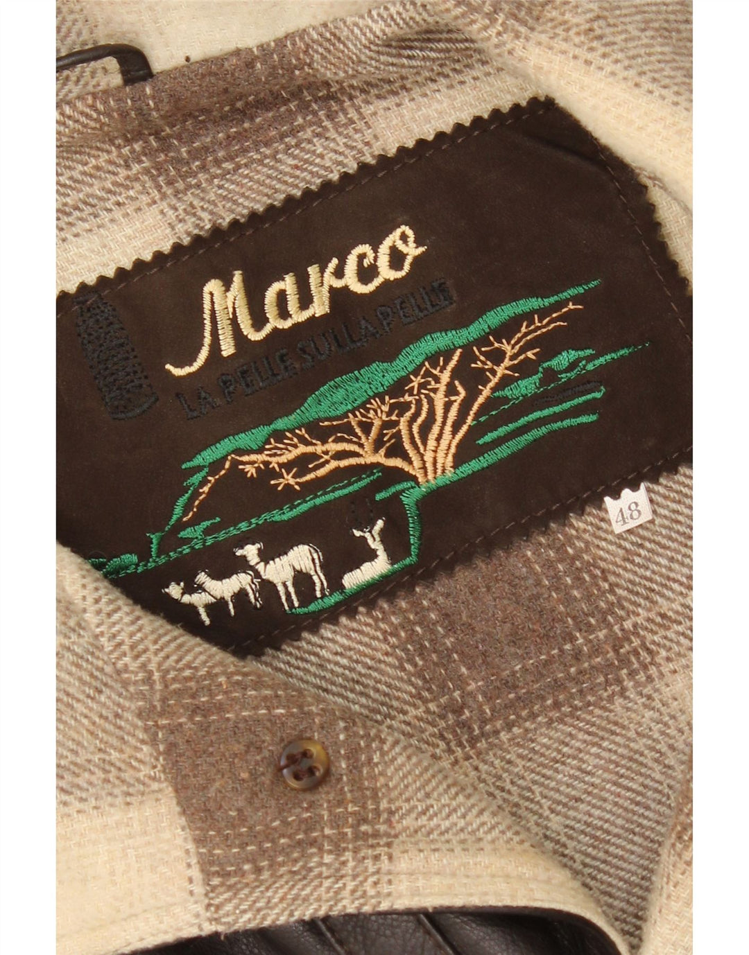 Chaleco de cuero vintage para hombre IT 48 Cuero color block marrón medio