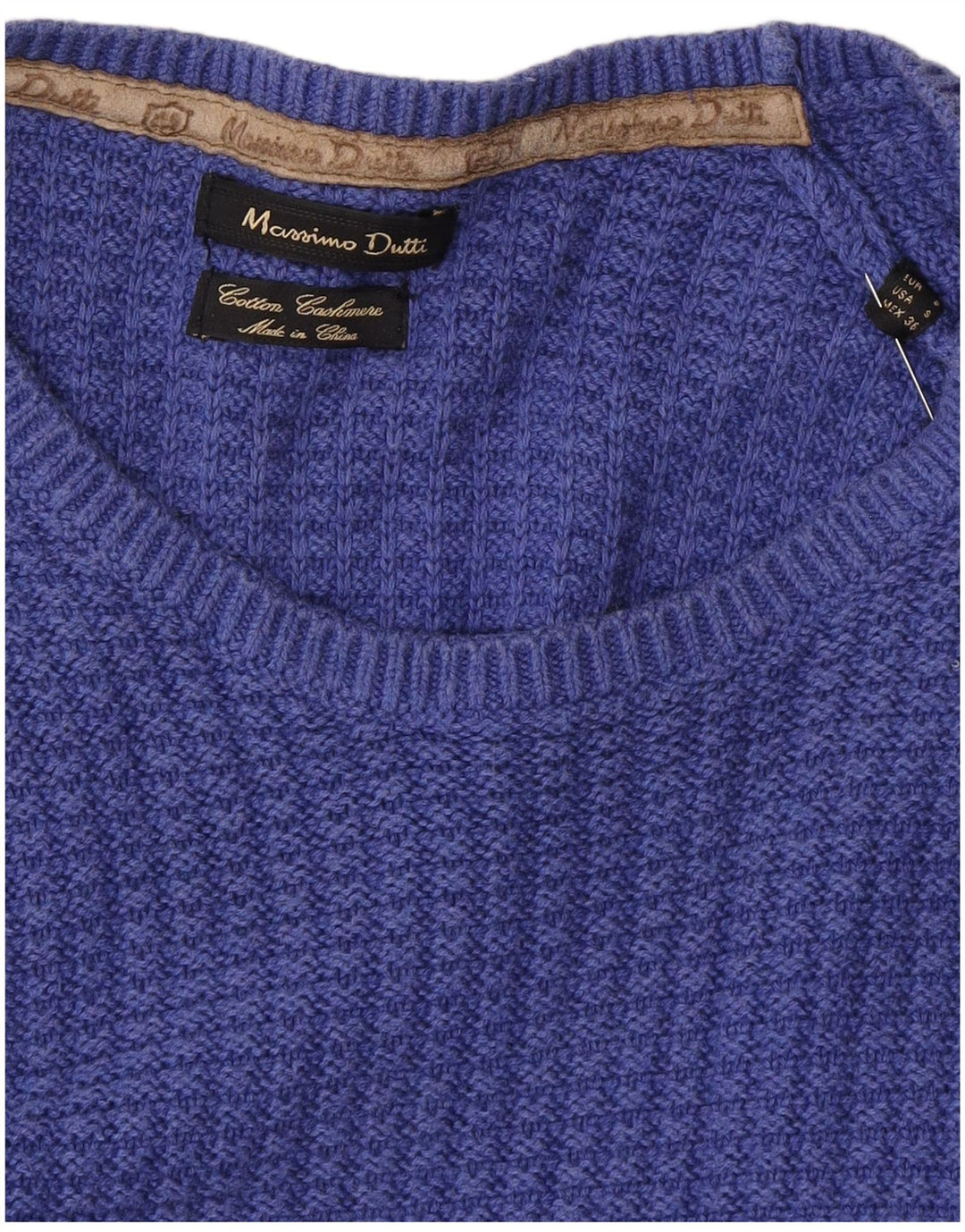 MASSIMO DUTTI Mens Crew Neck Jumper Sweater Small Blue Cotton