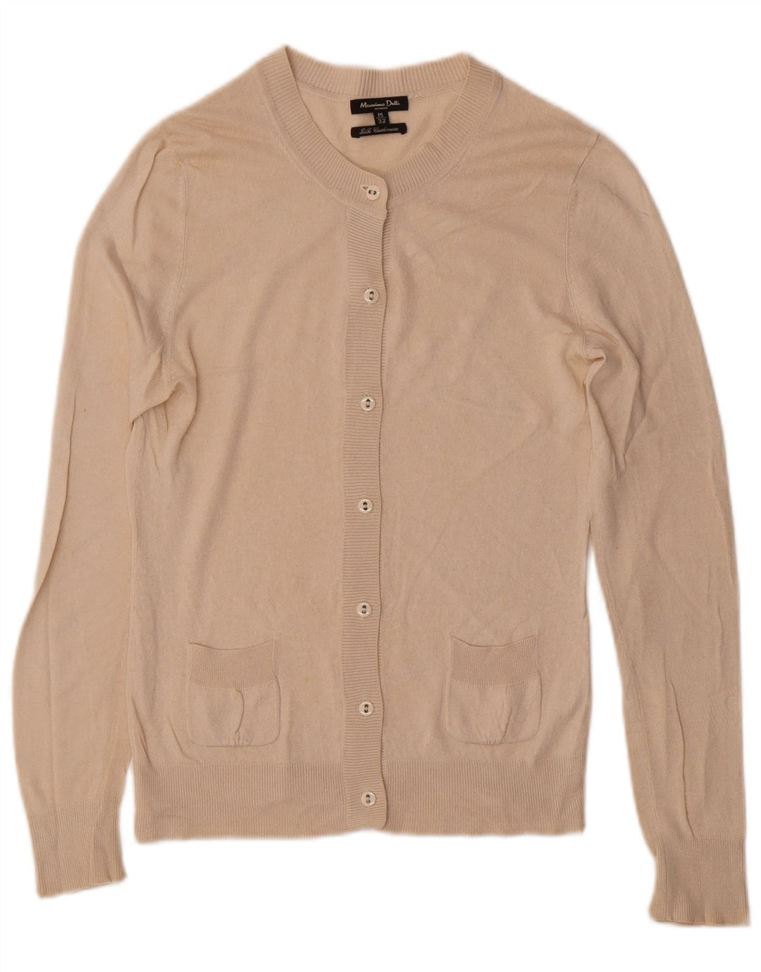 Massimo Dutti Cárdigan Mujer UK 42 Medio Seda Beige