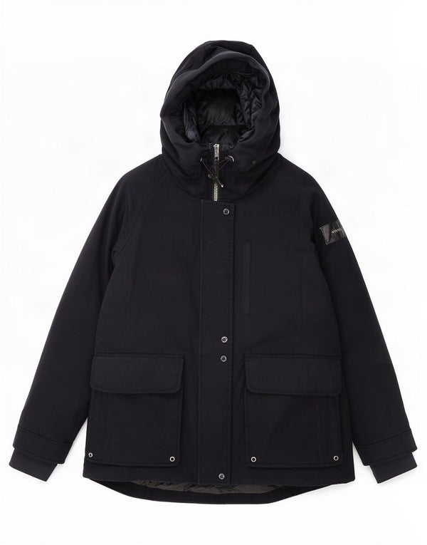 Woolrich Chaqueta acolchada con capucha para mujer UK 10 Small Azul marino Algodón
