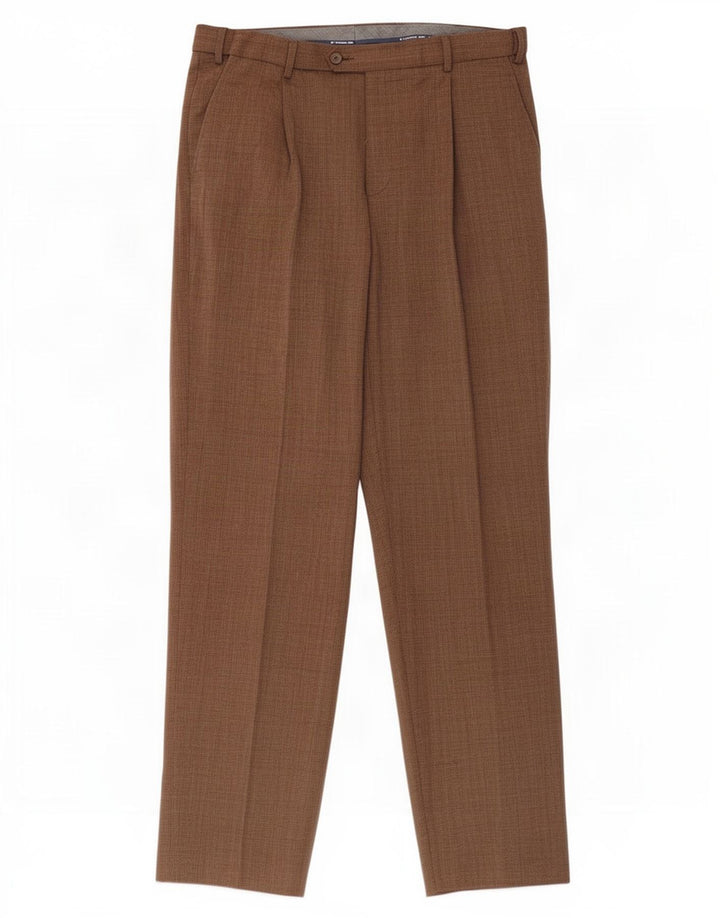 Marks & Spencer Pantalones de traje de corte regular para hombre W34 L33 Brown Check