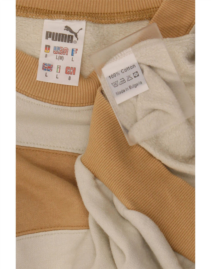 PUMA Sudadera tipo jersey para hombre, tamaño grande, algodón blanco con bloques de color