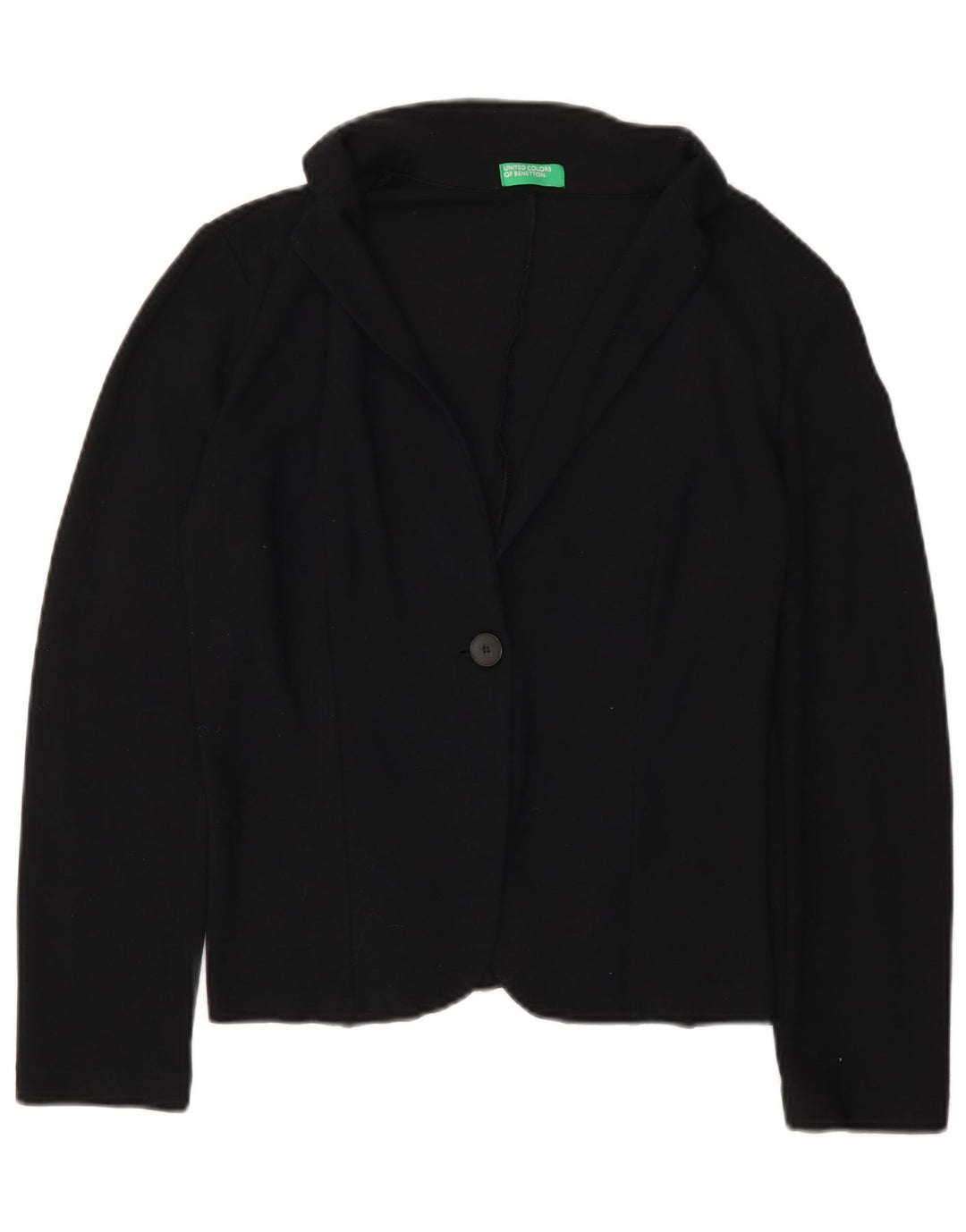 BENETTON Chaqueta tipo blazer con 1 botón para mujer UK 46 Large Viscosa negra