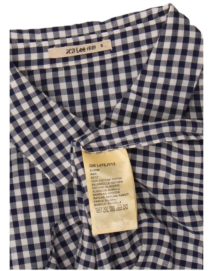 LEE Womens Oversized Sleeveless Shirt UK 10 Small Navy Blue Gingham Cotton