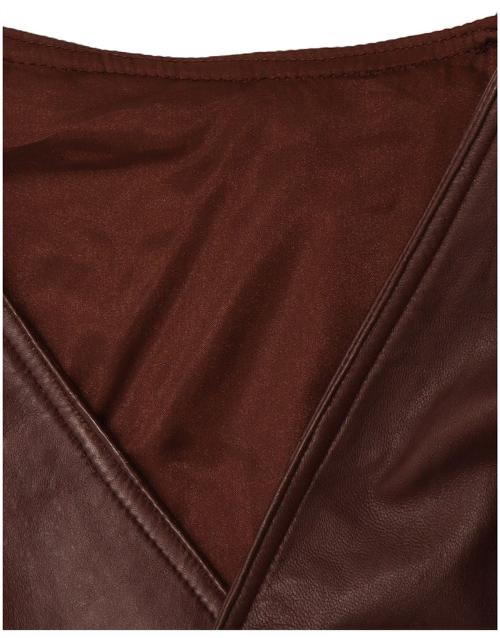 Chaleco de cuero vintage para hombre cuero marrón grande