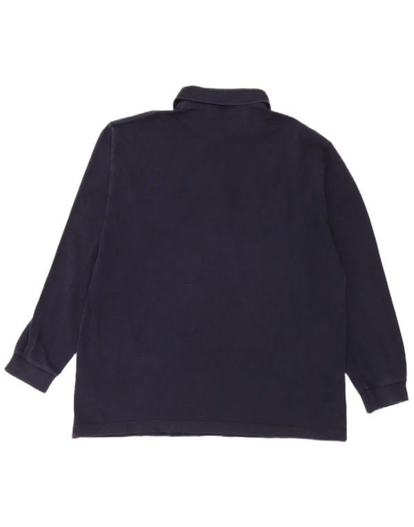 Kappa Polo de manga larga para hombre, tamaño grande, algodón azul marino