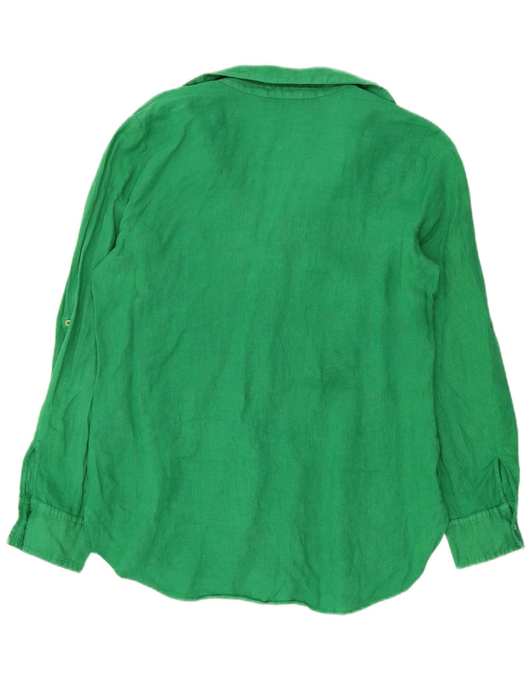 Camisa Zara Mujer UK 40 Lino Verde Medio
