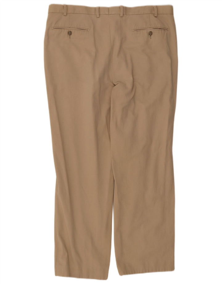 Marks & Spencer Pantalón de traje con pinzas para hombre W40 L33 Algodón beige