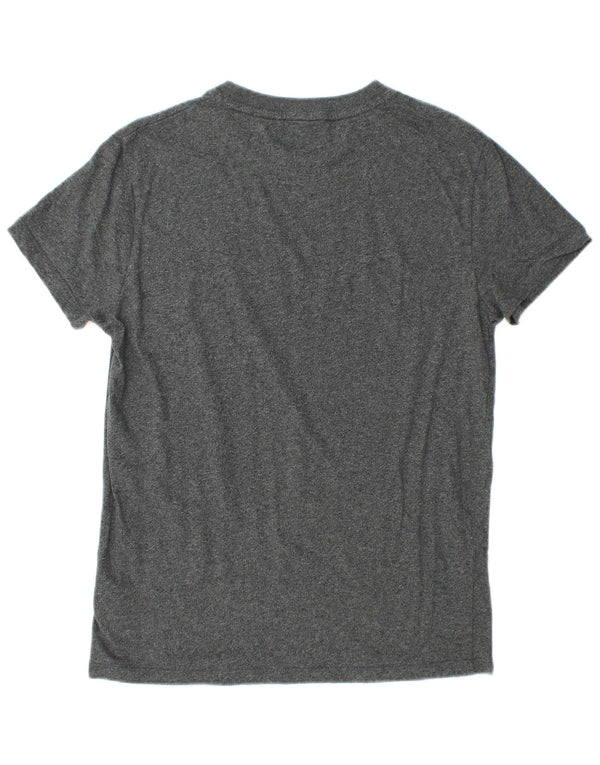 SUPERDRY Hombre Camiseta Top Algodón Moteado Gris Medio