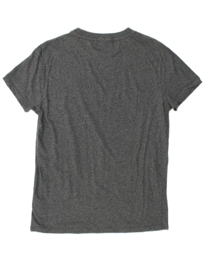 SUPERDRY Hombre Camiseta Top Algodón Moteado Gris Medio