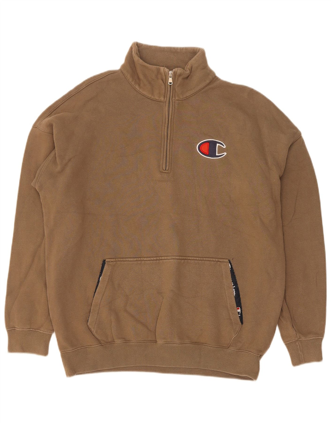 Champion Sudadera Con Cremallera Y Cuello Para Hombre Jersey Grande De Algodón Beige