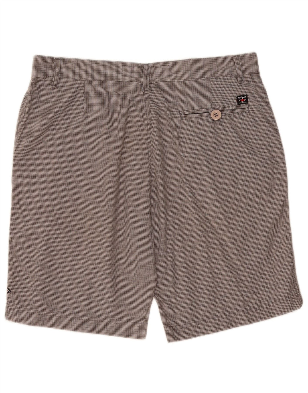 Pantalones cortos chinos Bear para hombre W34 Algodón de pata de gallo gris grande
