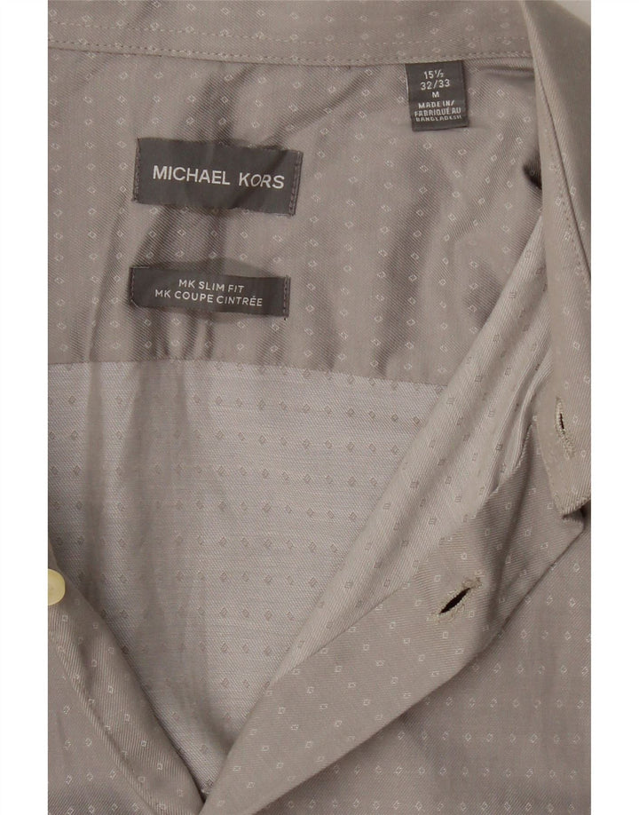 MICHAEL KORS Mens Slim Fit Shirt Size 15 1/2 Medium Grey Spotted Cotton Vintage Michael Kors and Second-Hand Michael Kors from Messina Hembry 