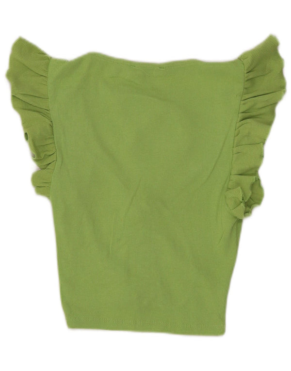 Zara Mujer Blusa Corta Top UK 8 Small Verde
