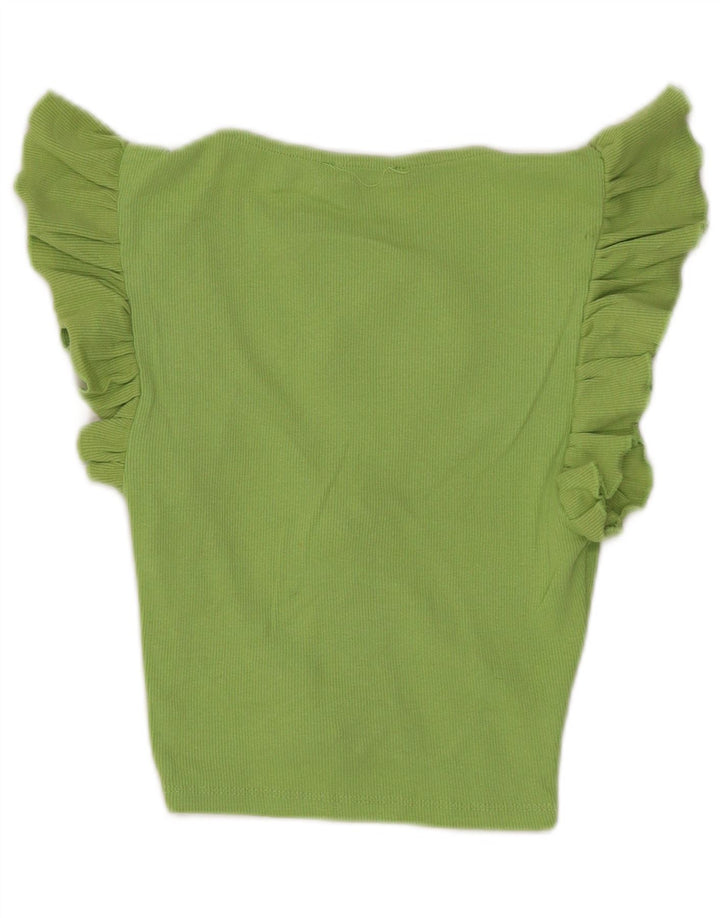 Zara Mujer Blusa Corta Top UK 8 Small Verde