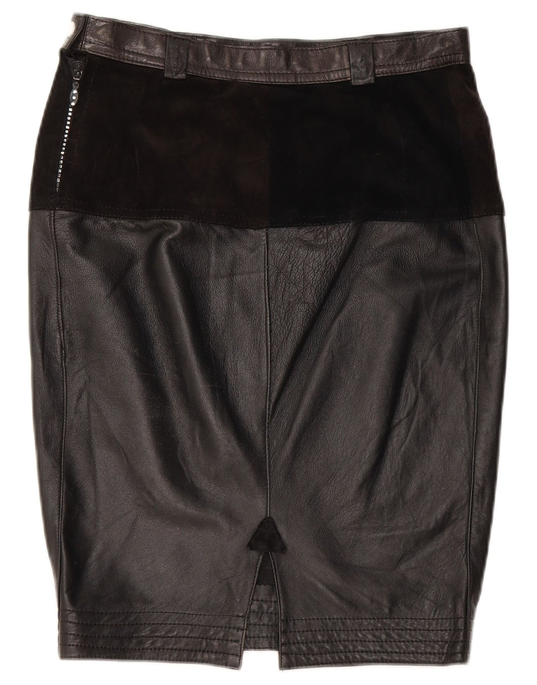 VINTAGE Falda de cuero para mujer Mediana W28 Negro