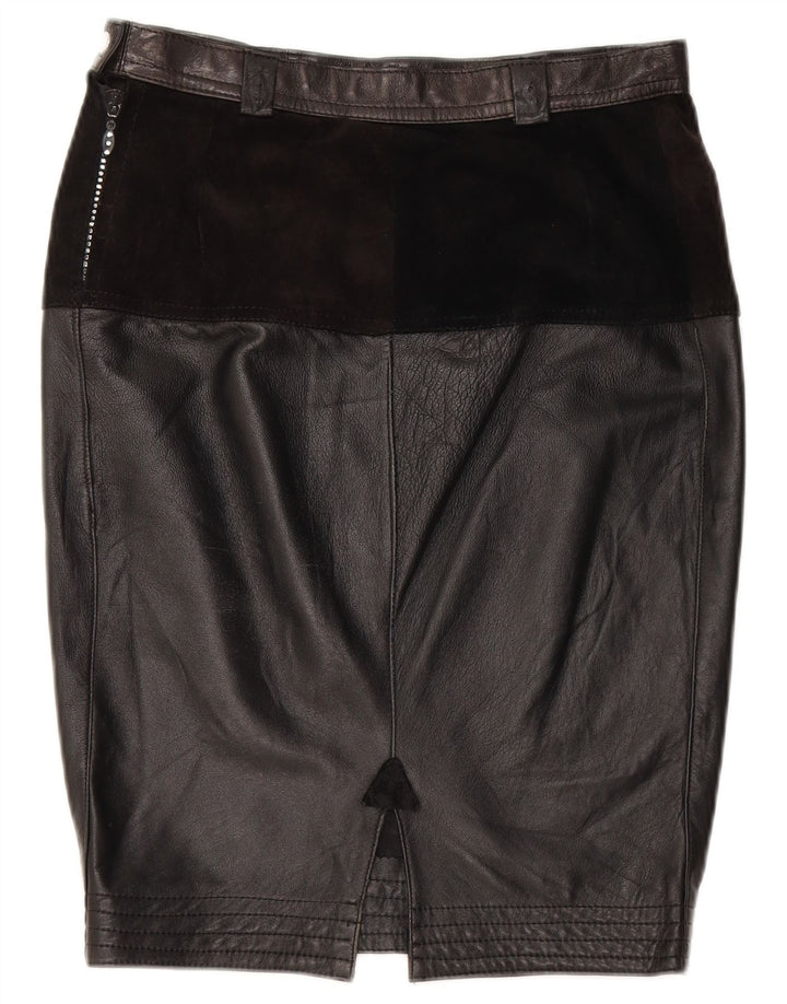 VINTAGE Falda de cuero para mujer Mediana W28 Negro