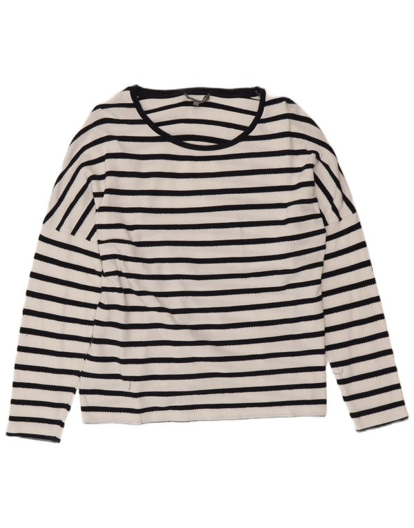 LAURA ASHLEY Blusa para mujer Top UK 40 Grande Algodón a rayas blancas