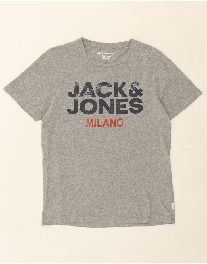 JACK & JONES Mens Graphic T-Shirt Top Medium Grey Vintage Jack & Jones and Second-Hand Jack & Jones from Messina Hembry 