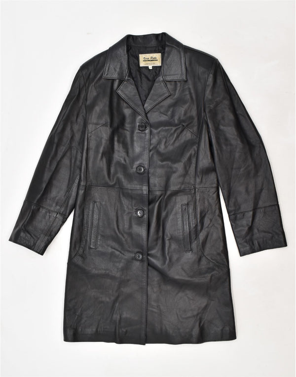VINTAGE Abrigo de cuero para mujer IT 48 XL Cuero negro