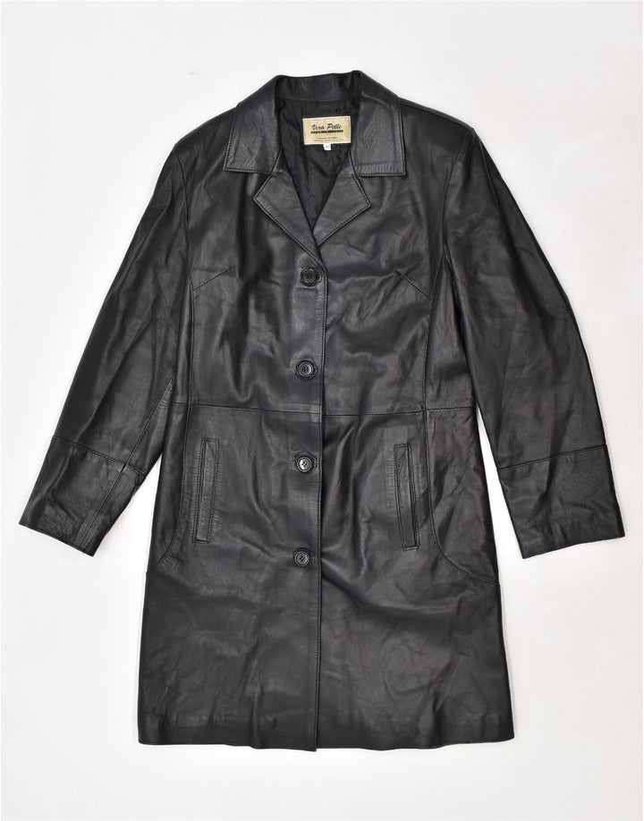 VINTAGE Abrigo de cuero para mujer IT 48 XL Cuero negro