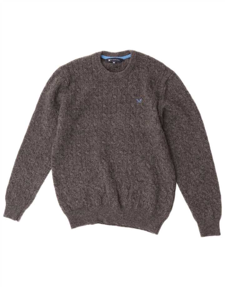 Crew Clothing Jersey de cuello redondo para hombre de lana de cordero gris medio