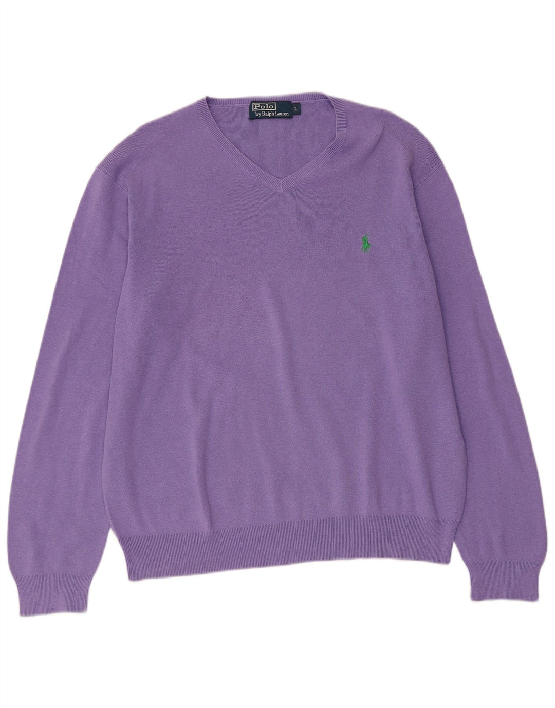 POLO RALPH LAUREN Jersey con cuello en V para mujer UK 46 Algodón morado grande