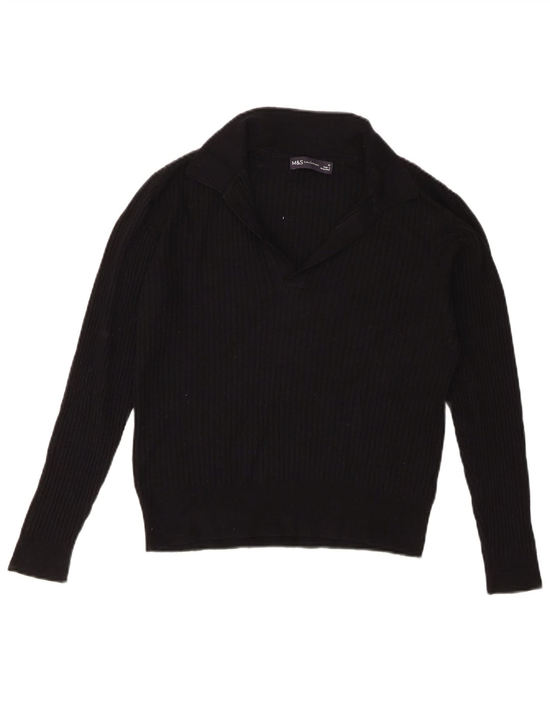 Marks & Spencer - Jersey corto con cuello tipo polo para mujer, talla 40, talla M, color negro