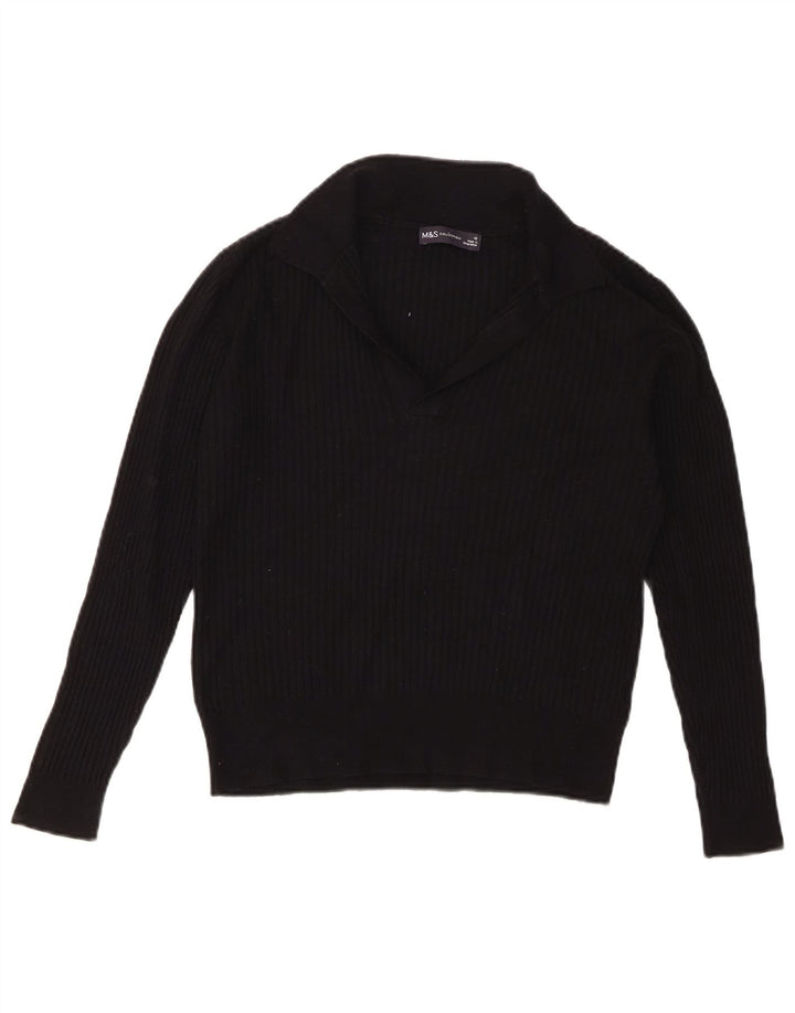 Marks & Spencer - Jersey corto con cuello tipo polo para mujer, talla 40, talla M, color negro