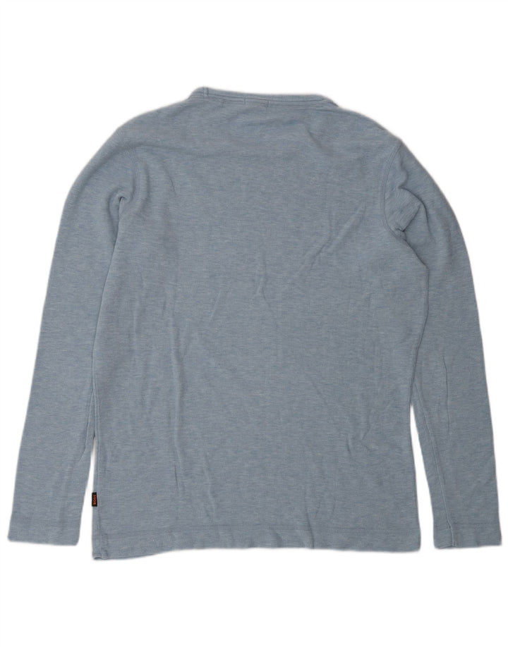 Hugo Boss Hombre Slim Fit Top Manga Larga Azul Grande