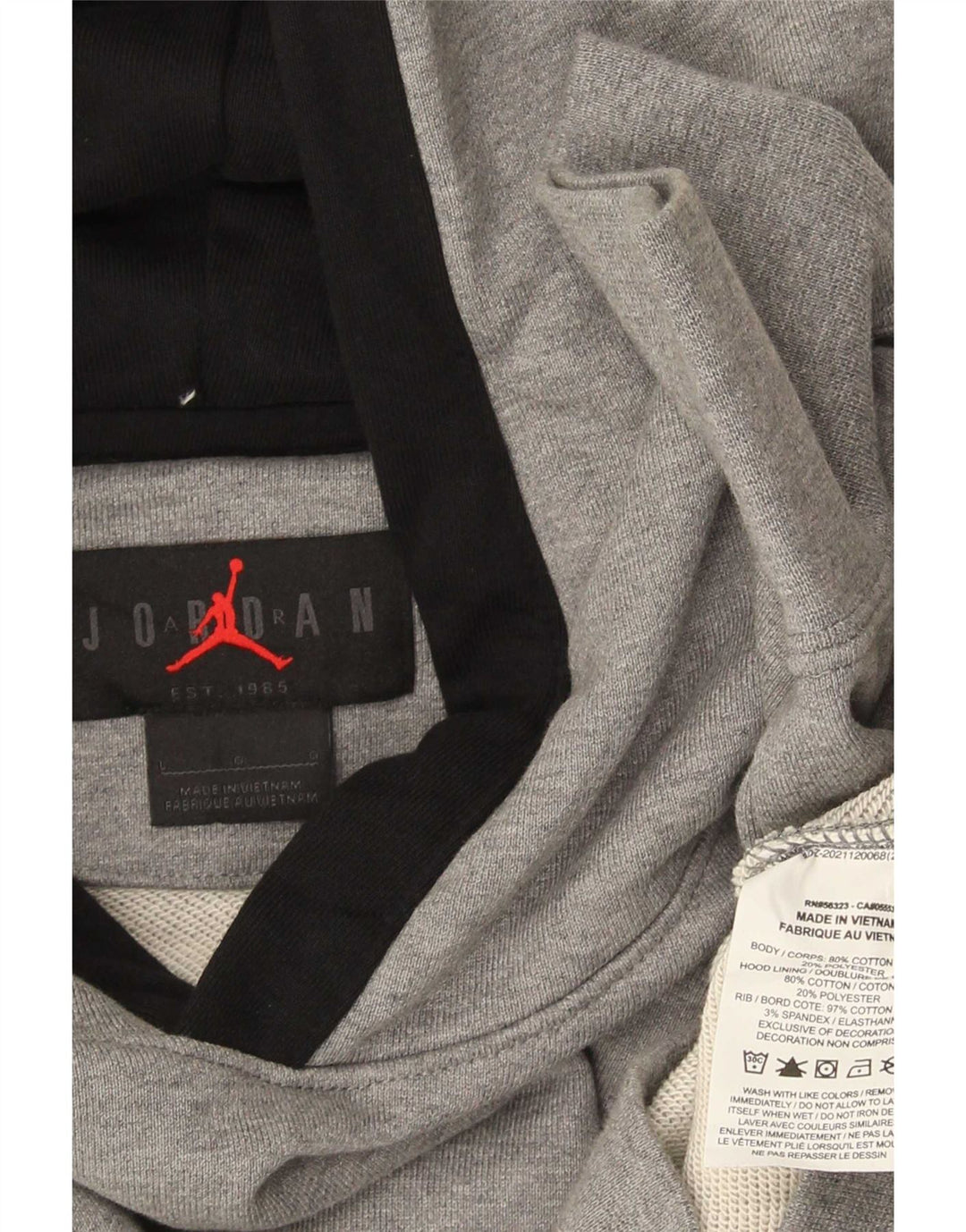 Jordan - Sudadera con capucha gráfica para hombre, talla grande, algodón gris