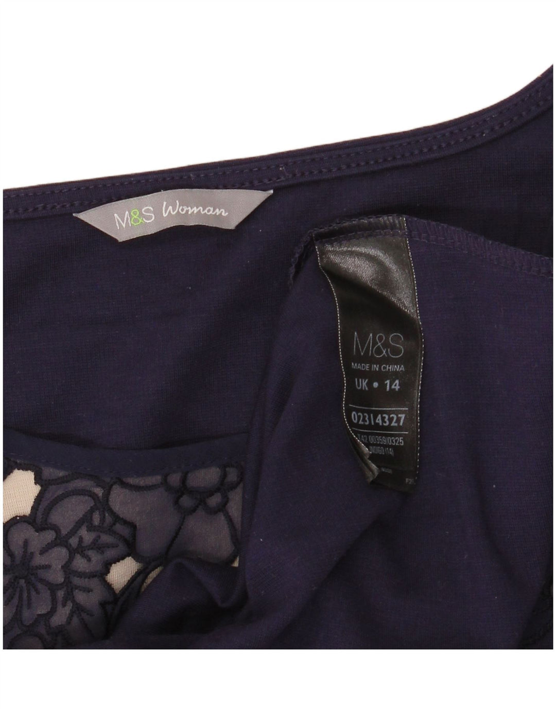 MARKS & SPENCER Vestido acampanado para mujer UK 44 Medio Azul marino Floral